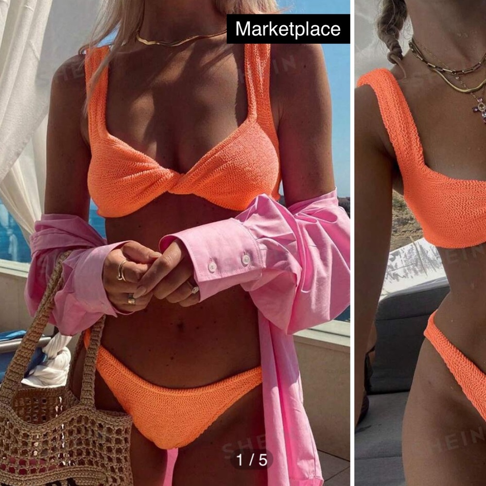 BNWT Twist front Shein Bright Orange Bikini 🍊